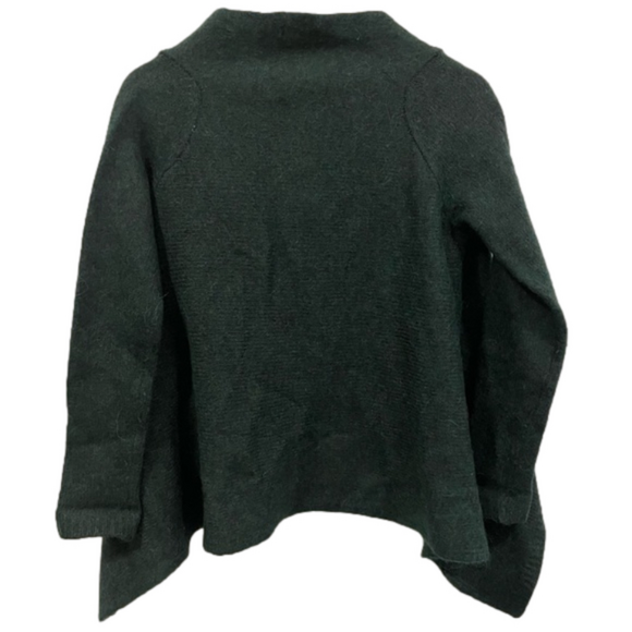 Bianco & Blu Made In Italy Wool Blend Dark Green Draped Cardigan Jacket Size S - Picture 2 of 4